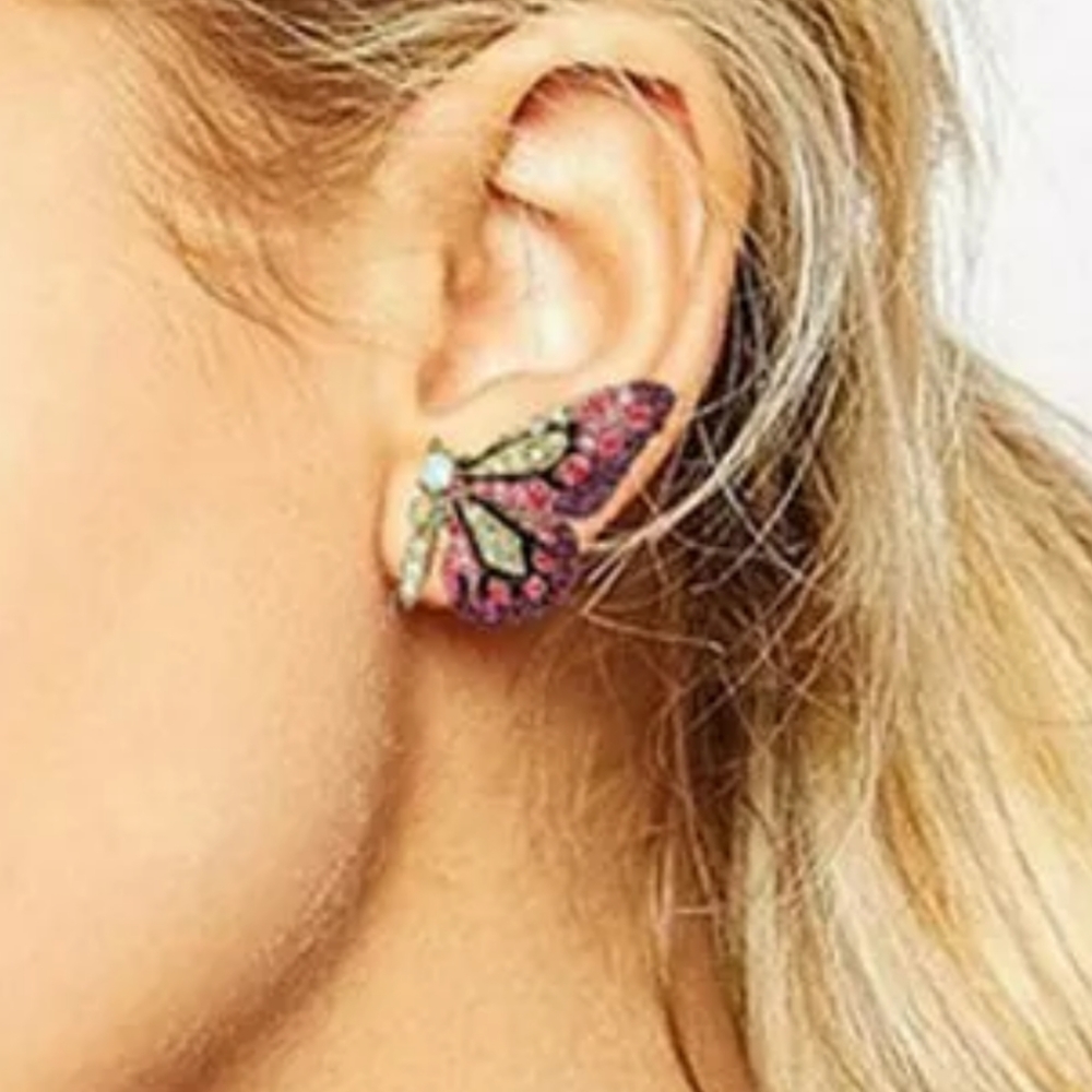 Woman's  Earrings Full Crystal Butterfly